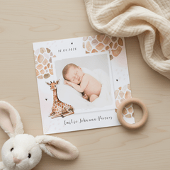 Geboortekaartje meisje dierenprint giraf foto