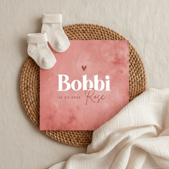 Geboortekaartje meisje stoer betonlook roze hartje