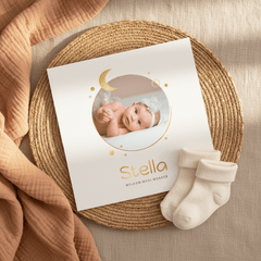 Geboortekaartje sterren universum foto maan planeten