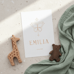 Geboortekaartje vlinder met koperfolie