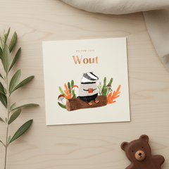 Herfst geboortekaartje das illustratie bladeren
