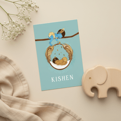 Hindoestaanse geboortekaartje Krishna en baby