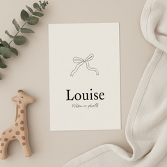 Lief geboortekaartje strik minimalistisch beige