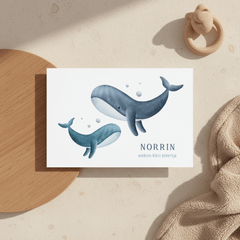 Lief geboortekaartje voor broertje twee walvissen 