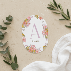 Origineel geboortekaartje initiaal floral kleurrijk libelle 