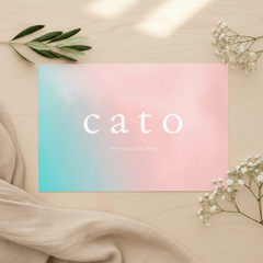 Trendy geboortekaartje met turquoise roze overgang 