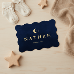 Waterverf geboortekaartje jongen sterren en maantje