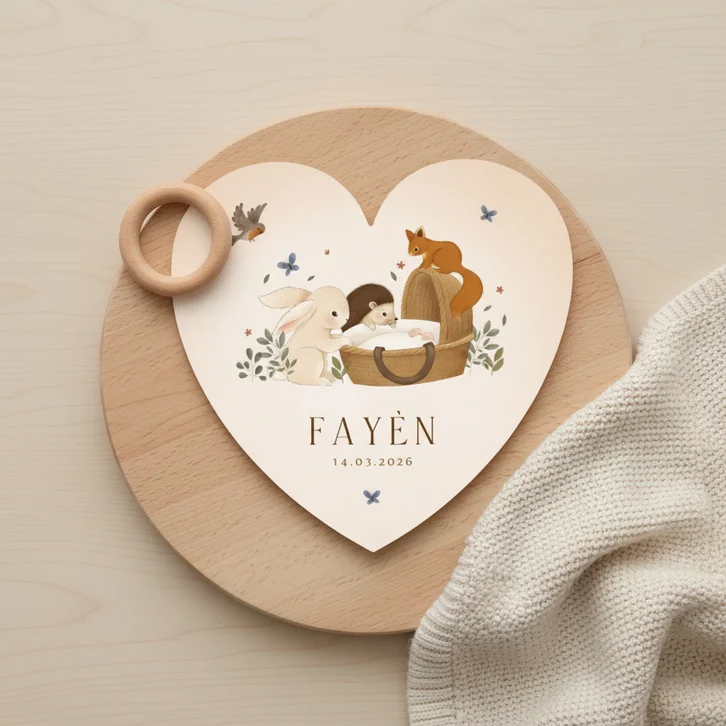 Bos geboortekaartje konijn egel eekhoorn vogel en vlinders