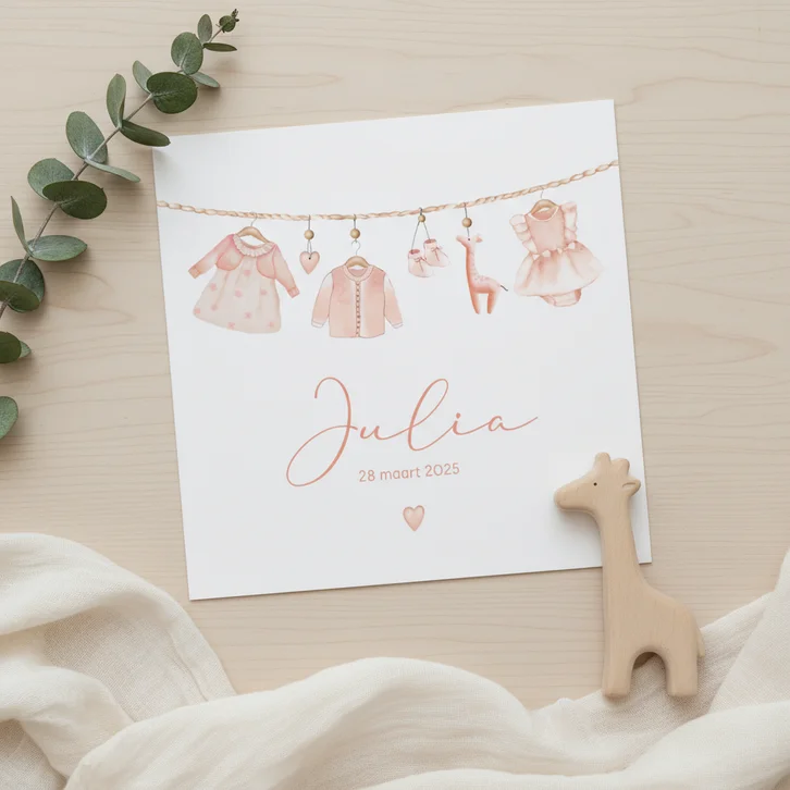 Geboorte meisje waslijntje babykleertjes
