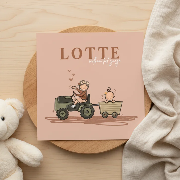 Geboortekaart Hoera een zusje Grote zus