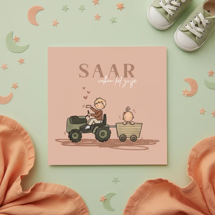 Geboortekaart Hoera een zusje op de boerderij