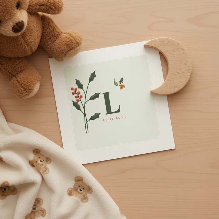 Geboortekaart hulst geboortebloem december