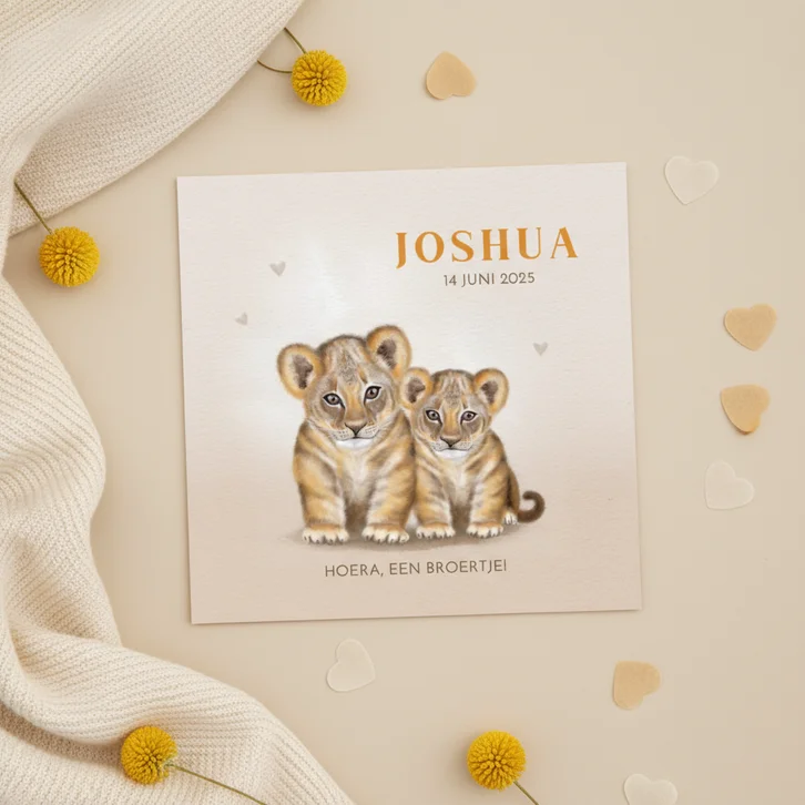 Geboortekaart welpje broertje-zusje