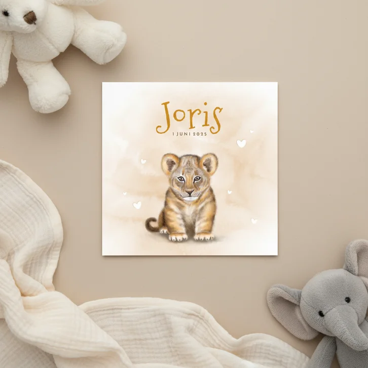 Geboortekaart welpje zittend