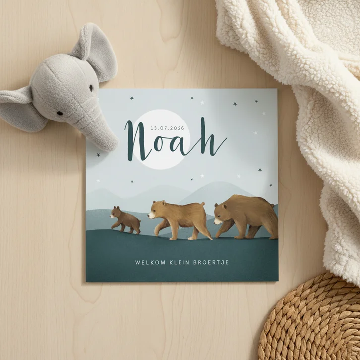 Geboortekaartje berenfamilie dieren