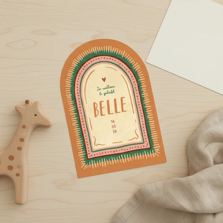 Geboortekaartje bohemian boogkaart zomer trend