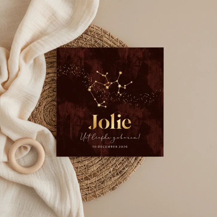 Geboortekaartje boogschutter sterrenbeeld goudfolie 