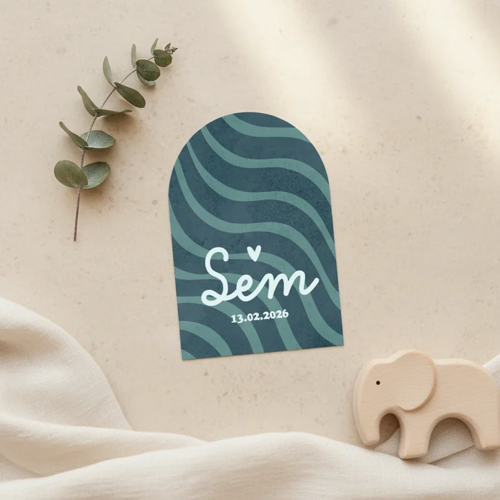 Geboortekaartje boogvorm wave gestreept stoer modern 