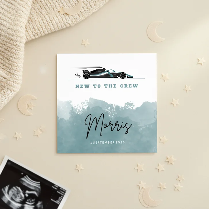 Geboortekaartje formule 1 auto