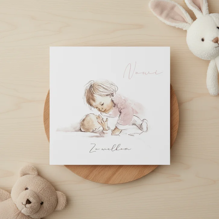 Geboortekaartje grote zus met baby