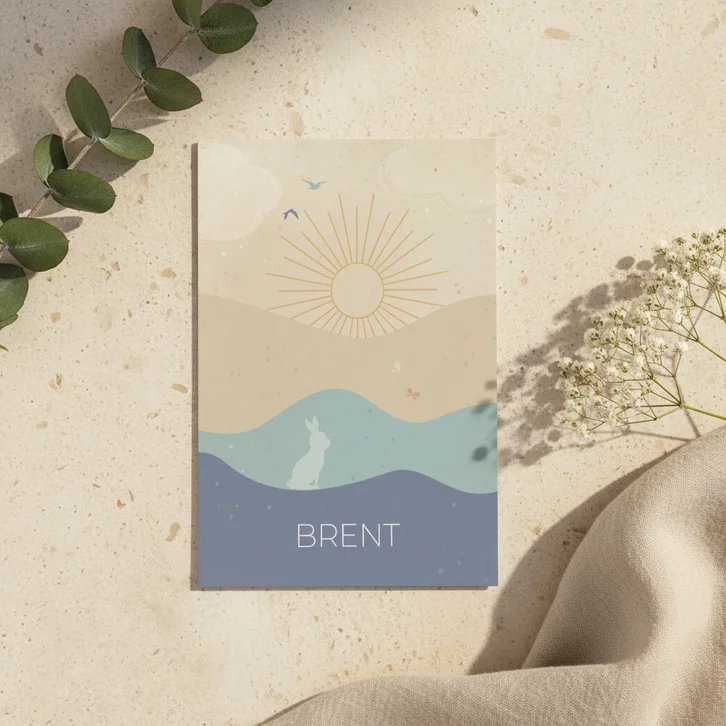 Geboortekaartje landschap zon konijntje