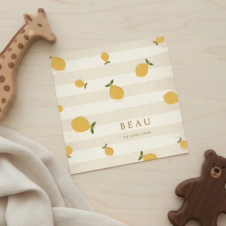 Geboortekaartje lemon beige