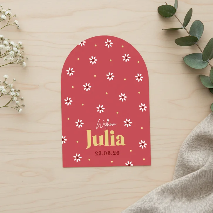 Geboortekaartje meisje lente bloemetjes goud lief patroon