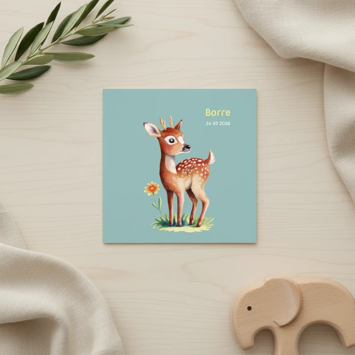 Geboortekaartje met hertje voor een jongen