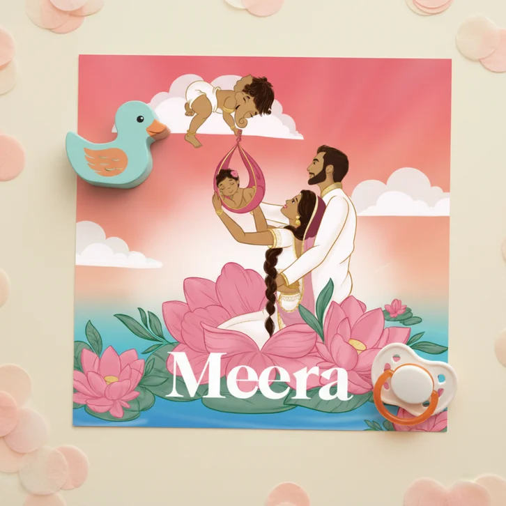 Hindoestaans geboortekaartje zonsopgang meisje