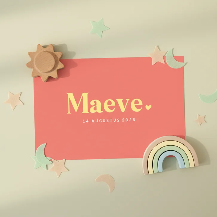 Hip geboortekaartje meisje met naam