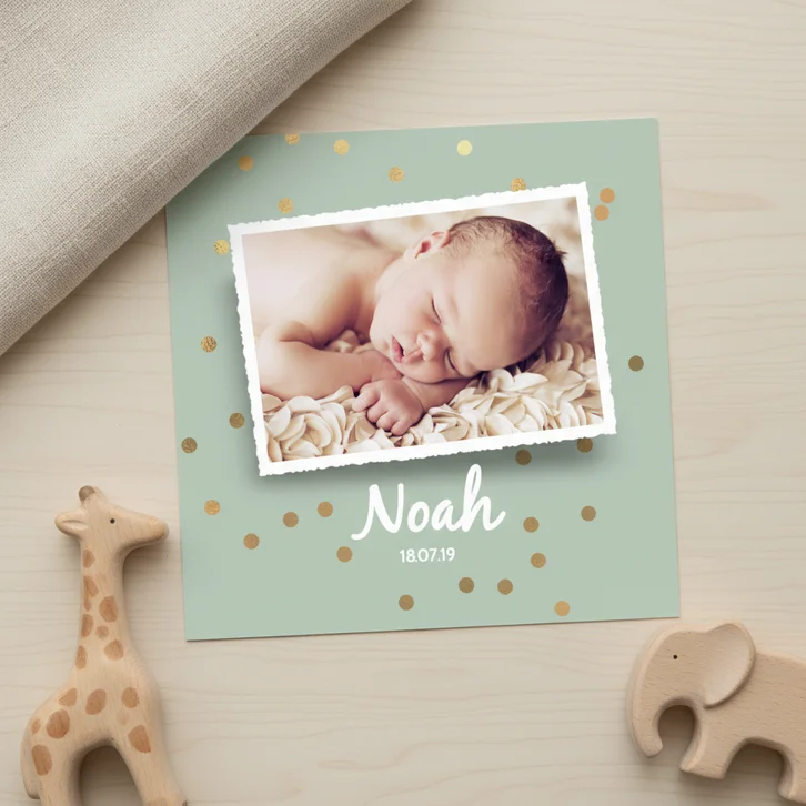 Hippe geboortekaart jongen