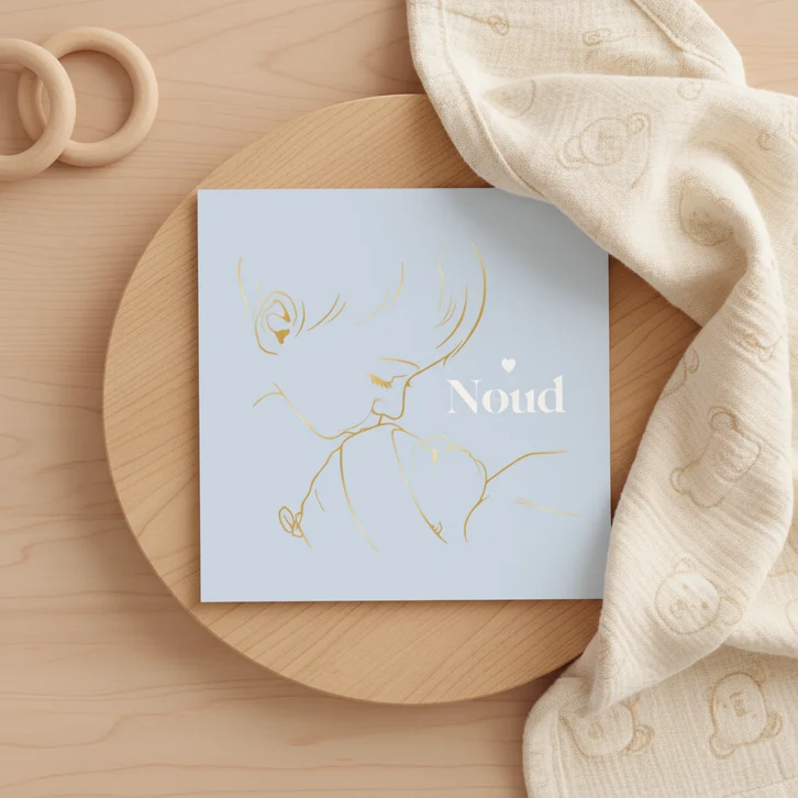 Lief geboortekaartje broer kust baby - goudfolie