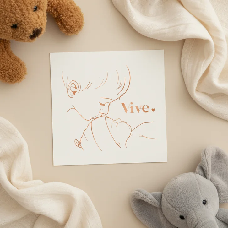 Lief vierkant geboortekaartje broer kust baby - koperfolie