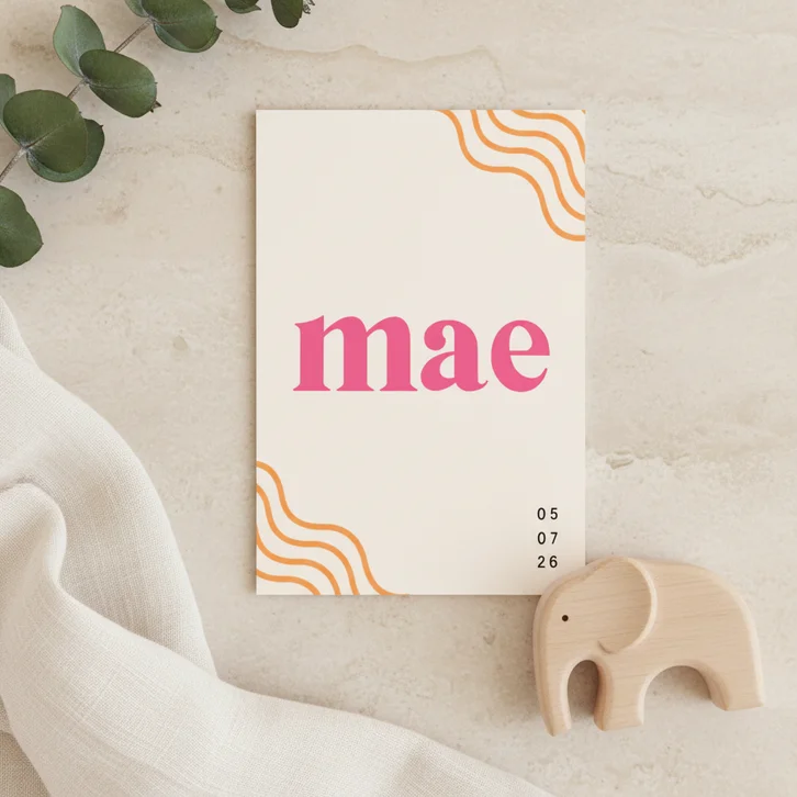 Modern geboortekaartje trendy kleurtjes met lijntjes