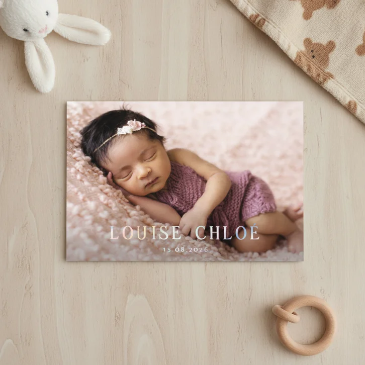 Stijlvol geboortekaartje grote foto