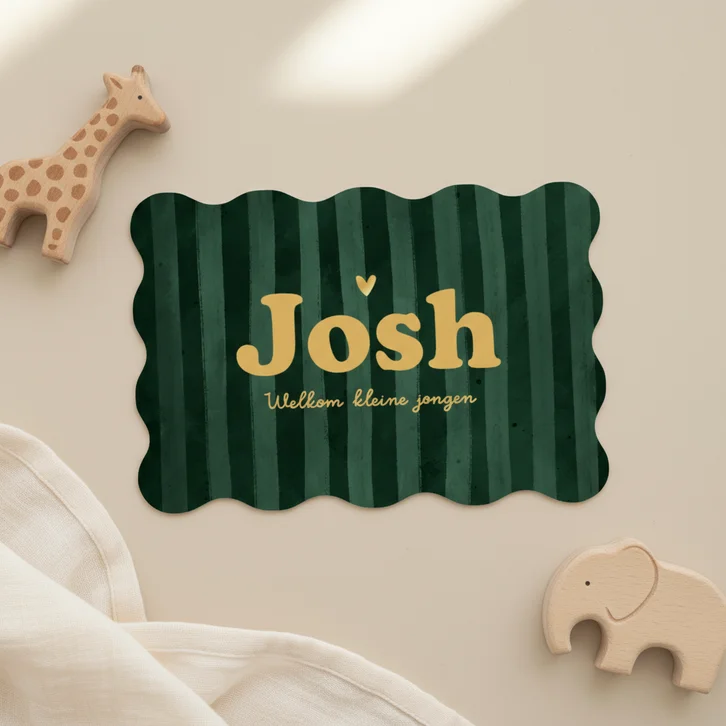 Wave vorm kaart geboortekaartje wave stoer gestreept goud