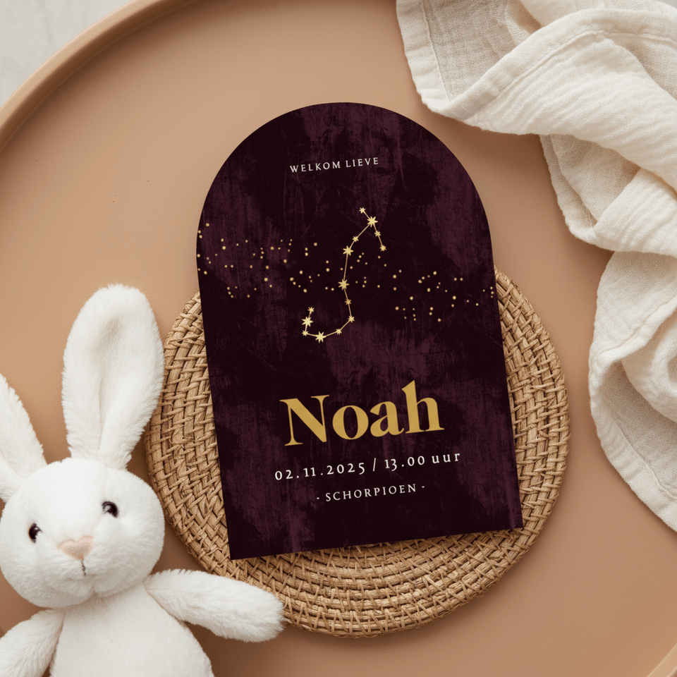  Boogvorm geboortekaart sterrenbeeld schorpioen astrologie