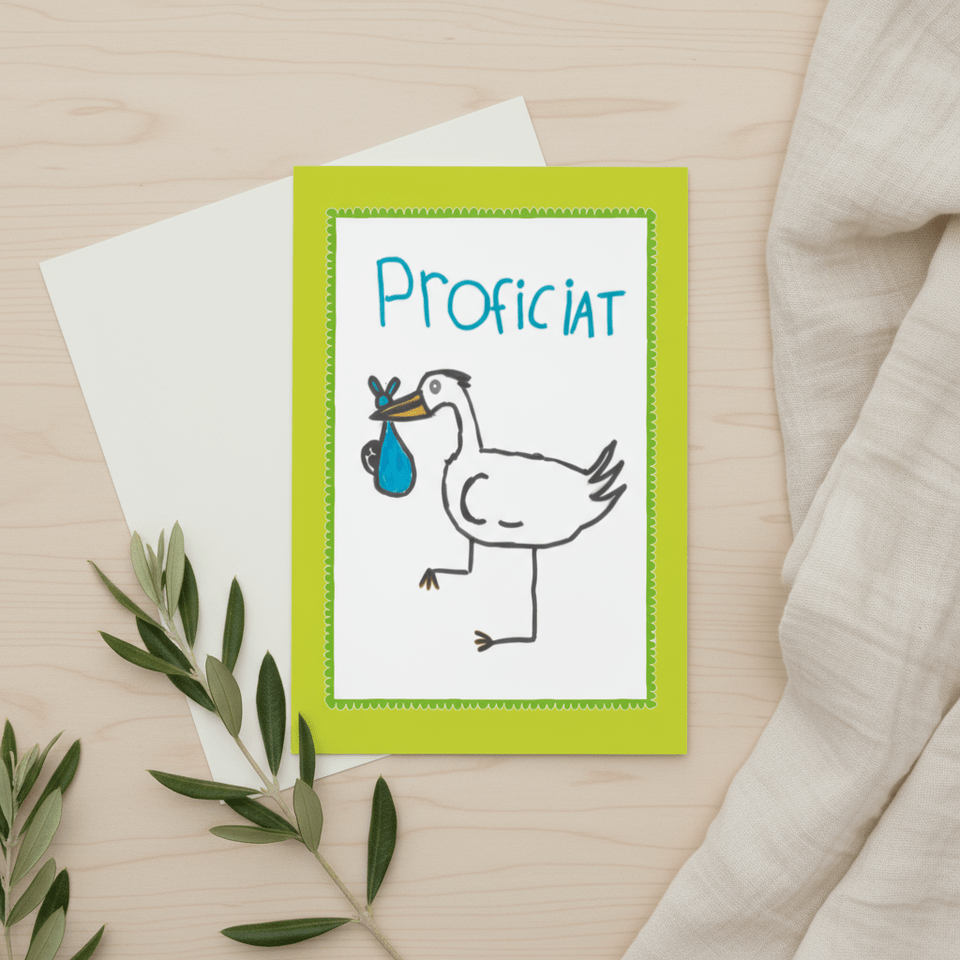 Felicitatiekaartje geboorte van De Liedjesfabriek