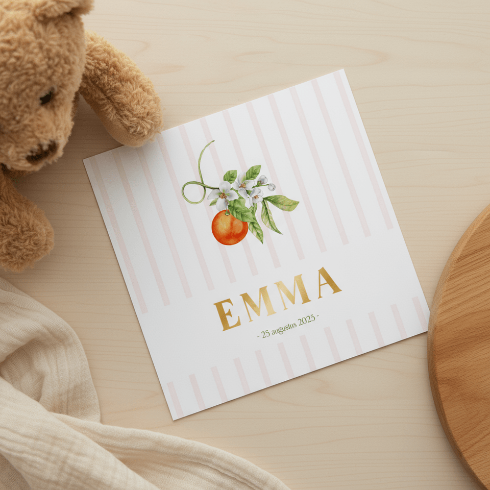 Geboorte meisje bloesem met sinaasappel