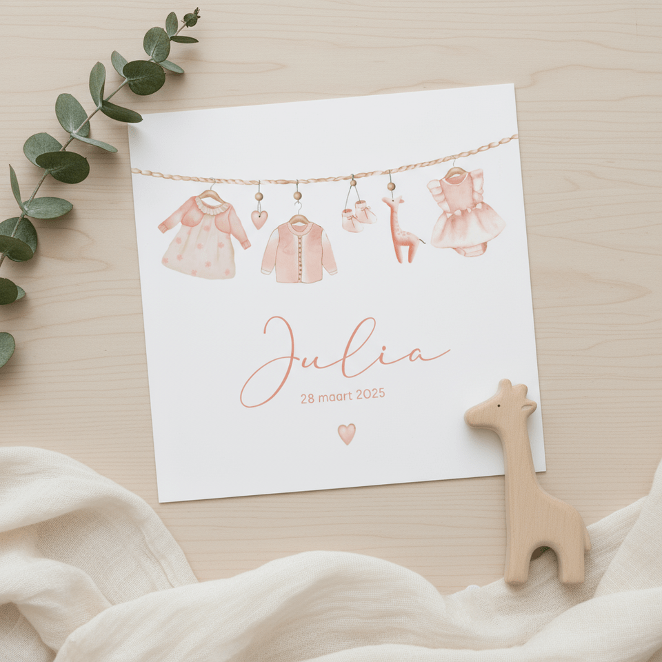 Geboorte meisje waslijntje babykleertjes