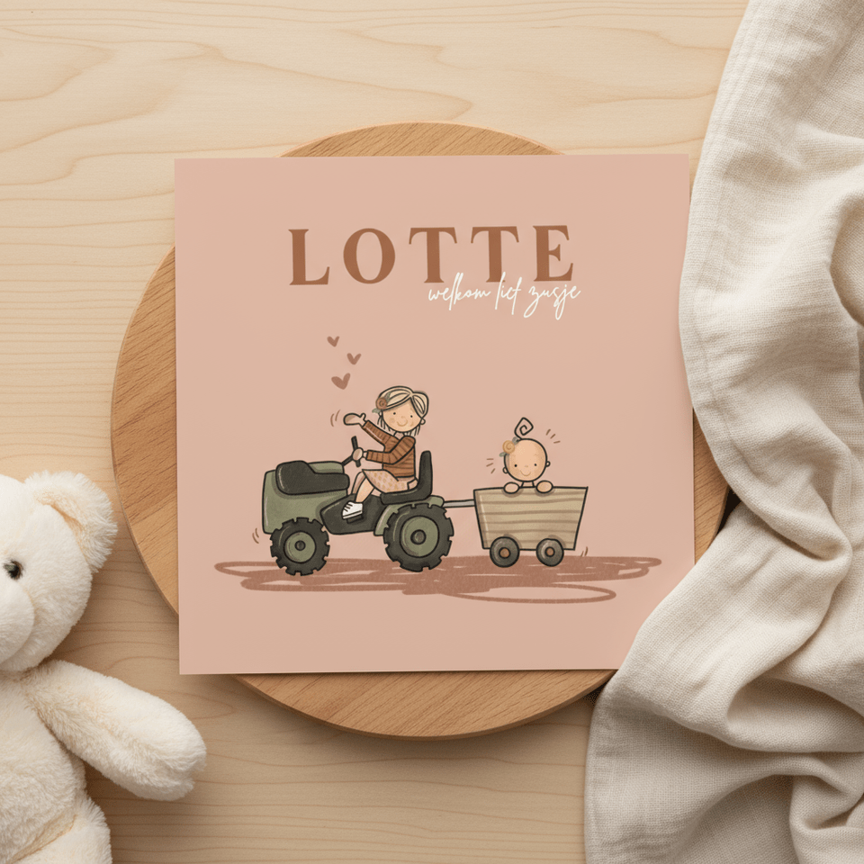 Geboortekaart Hoera een zusje Grote zus