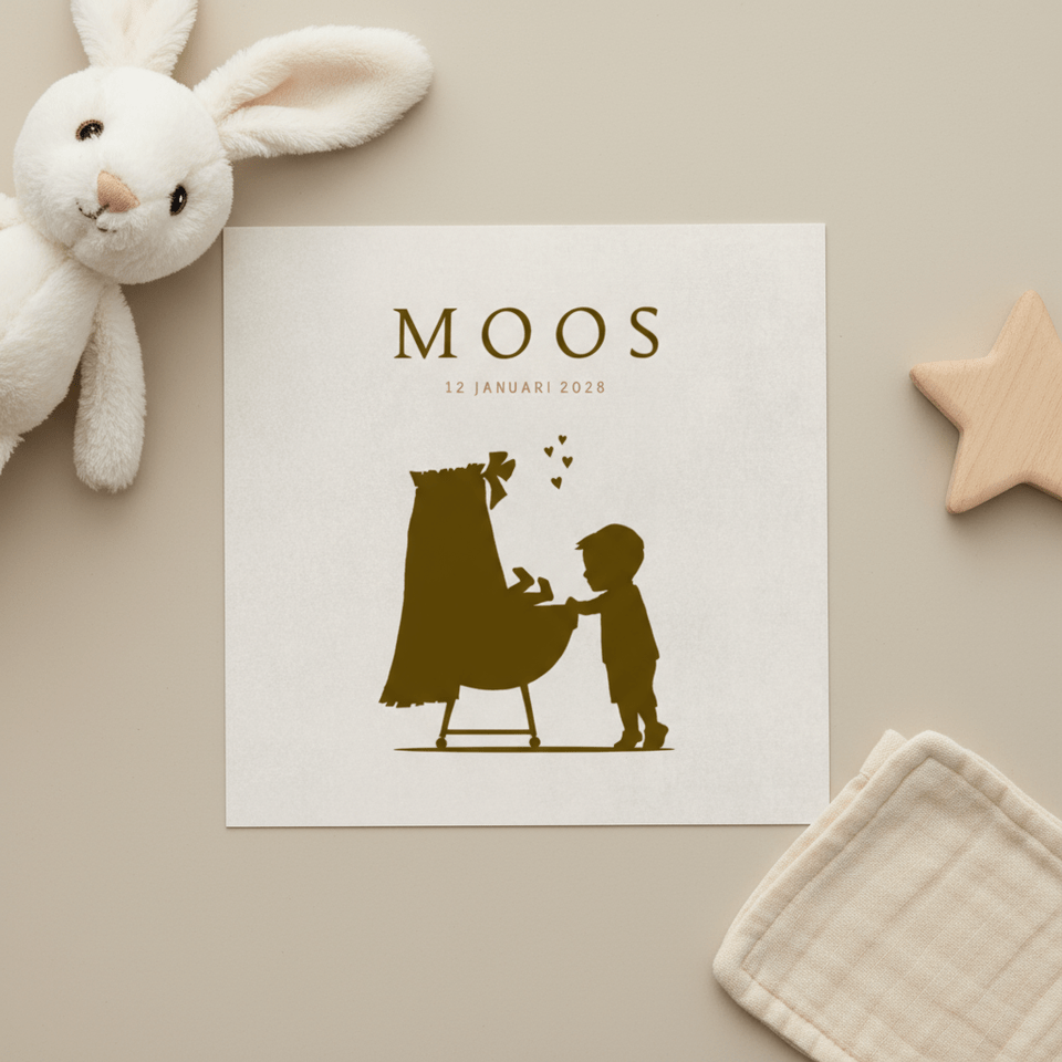 Geboortekaart silhouet wieg broertje