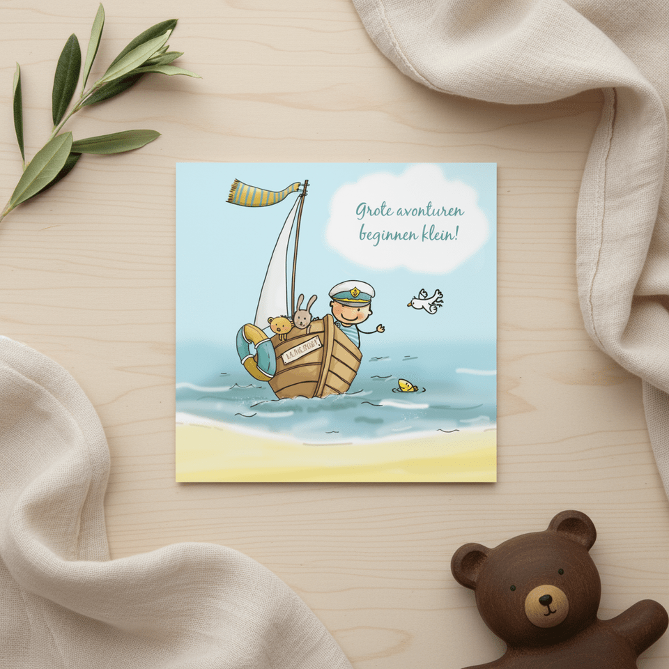 Geboortekaartje baby met bootje