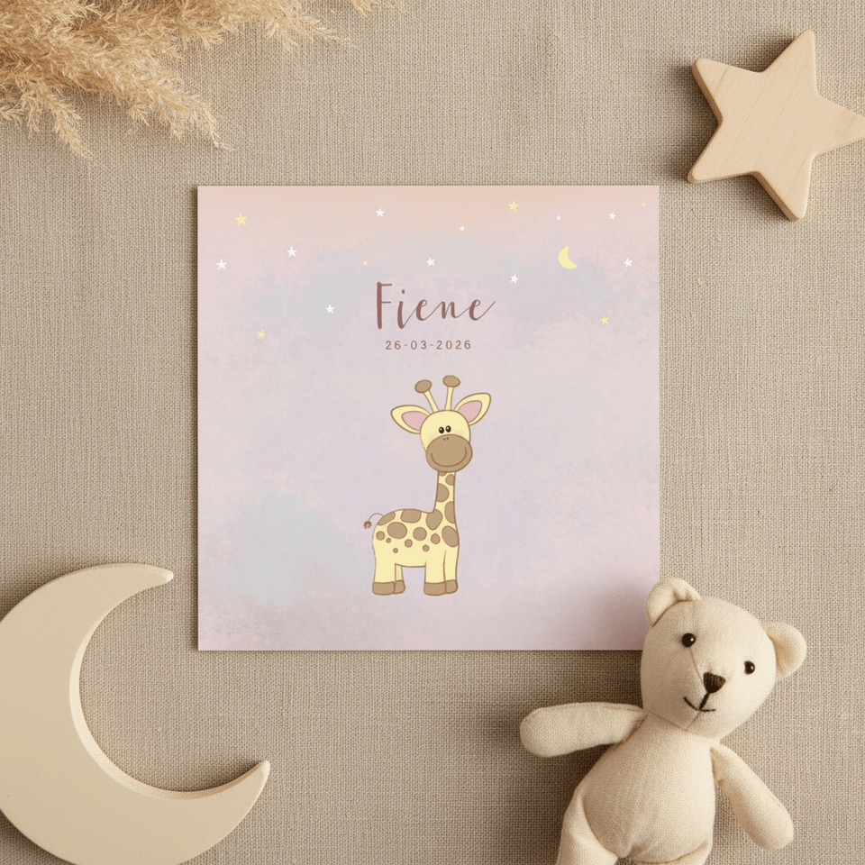 Geboortekaartje meisje met een lief girafje