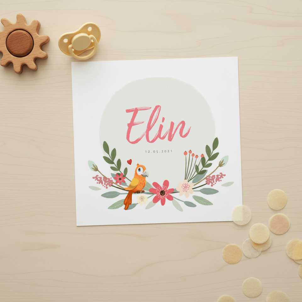 Geboortekaartje meisje uniek en schattig met illustratie