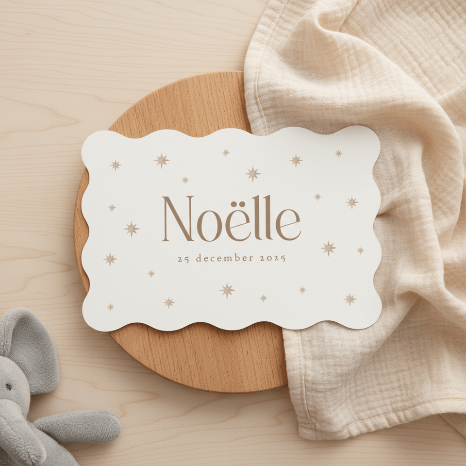 Geboortekaartje uniek wave sterren champagnekleur stijlvol