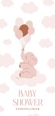 Babyshower invulkaart meisje voorspellingen met olifantje