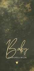 Babyshower invulkaartje donkergroene waterverf met goud