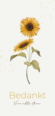 Bedankkaart overlijden zonnebloemen bedankt steun