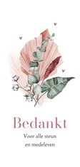 Bedankkaart rouw droogbloemen eucalyptus roze